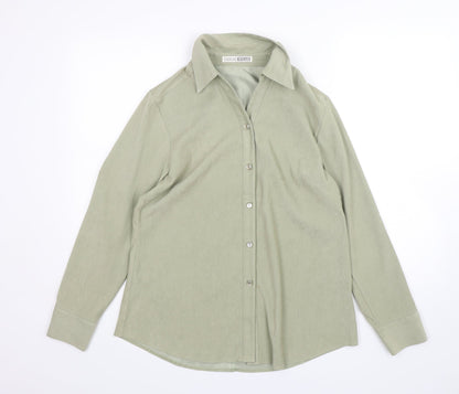 Casual Wear Womens Green  Polyester Basic Button-Up Size 12 Collared