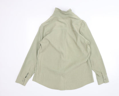 Casual Wear Womens Green  Polyester Basic Button-Up Size 12 Collared