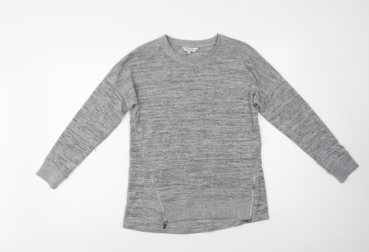 Peacocks Womens Grey Crew Neck  Polyacrylate Fibre Pullover Jumper Size 10