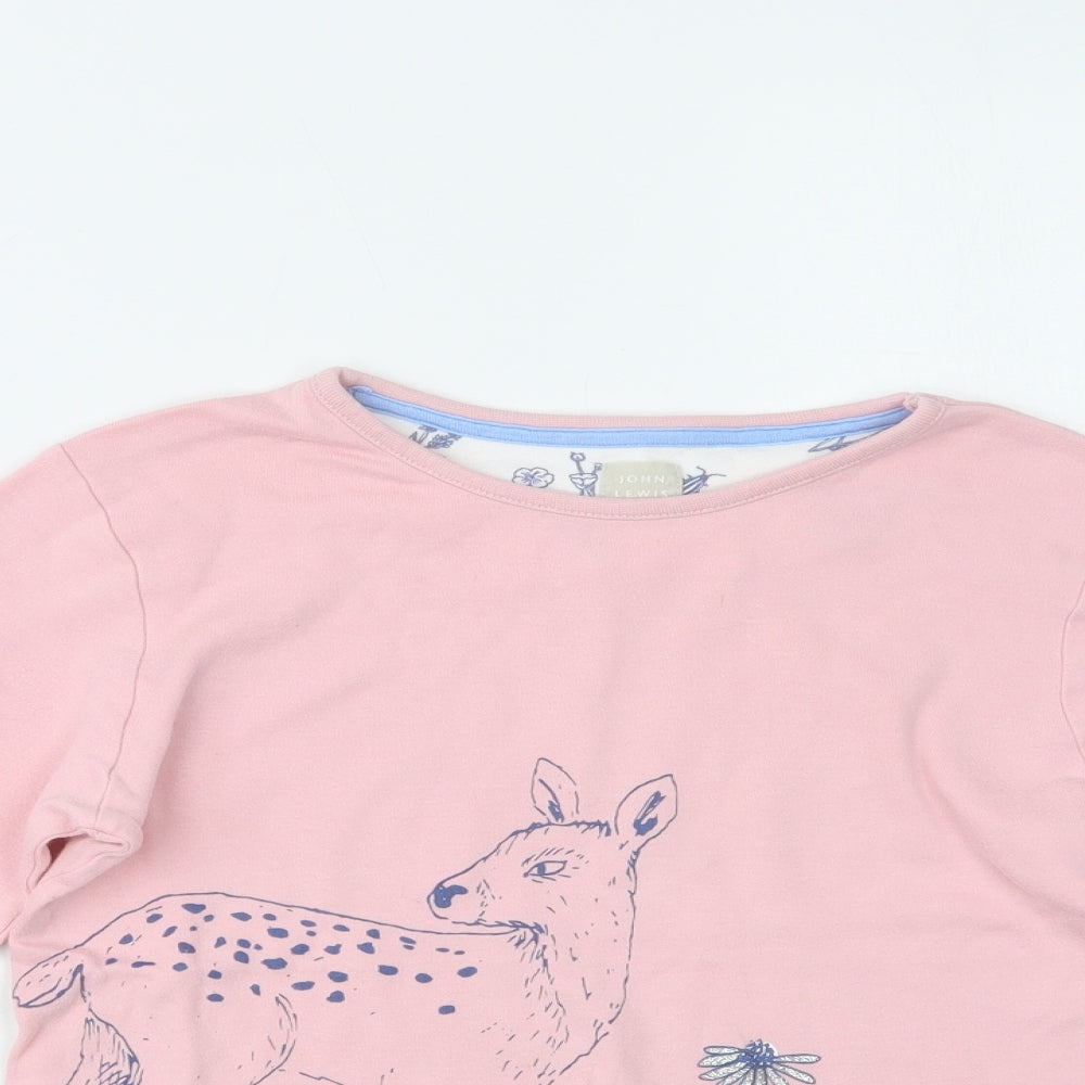 John Lewis Girls Pink  Cotton Basic Blouse Size 9 Years Crew Neck