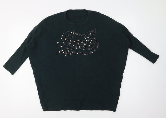 Preworn Womens Green Crew Neck  Viscose Pullover Jumper Size L