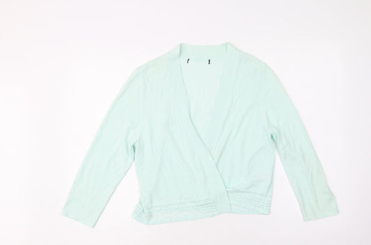 M&S Womens Green V-Neck  Viscose Cardigan Jumper Size 14
