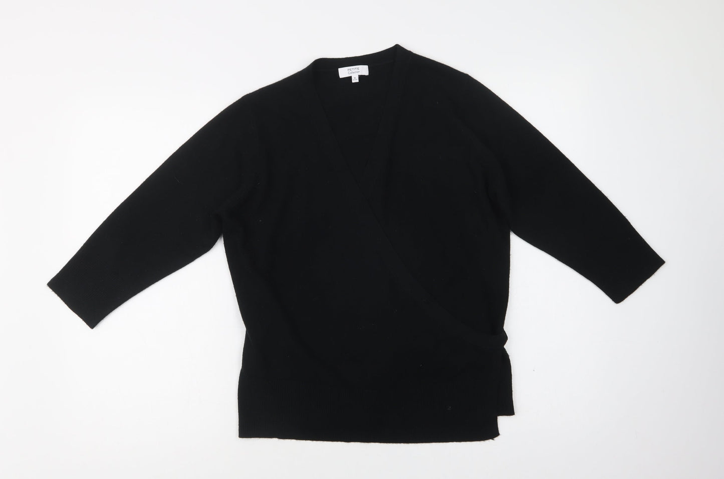 Debenhams Womens Black V-Neck  Acrylic Wrap Jumper Size 16