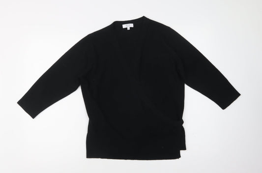 Debenhams Womens Black V-Neck  Acrylic Wrap Jumper Size 16