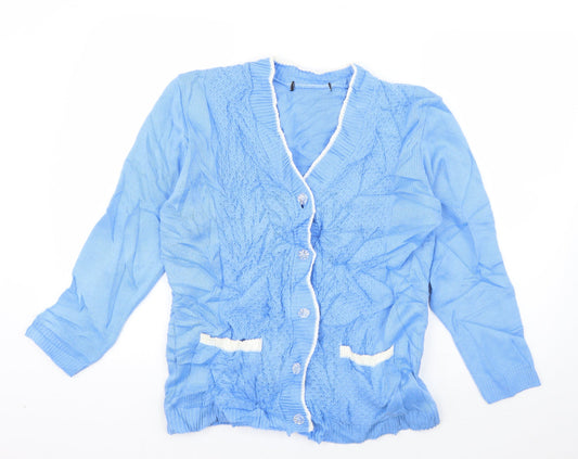 Preworn Womens Blue V-Neck  Acrylic Cardigan Jumper Size M