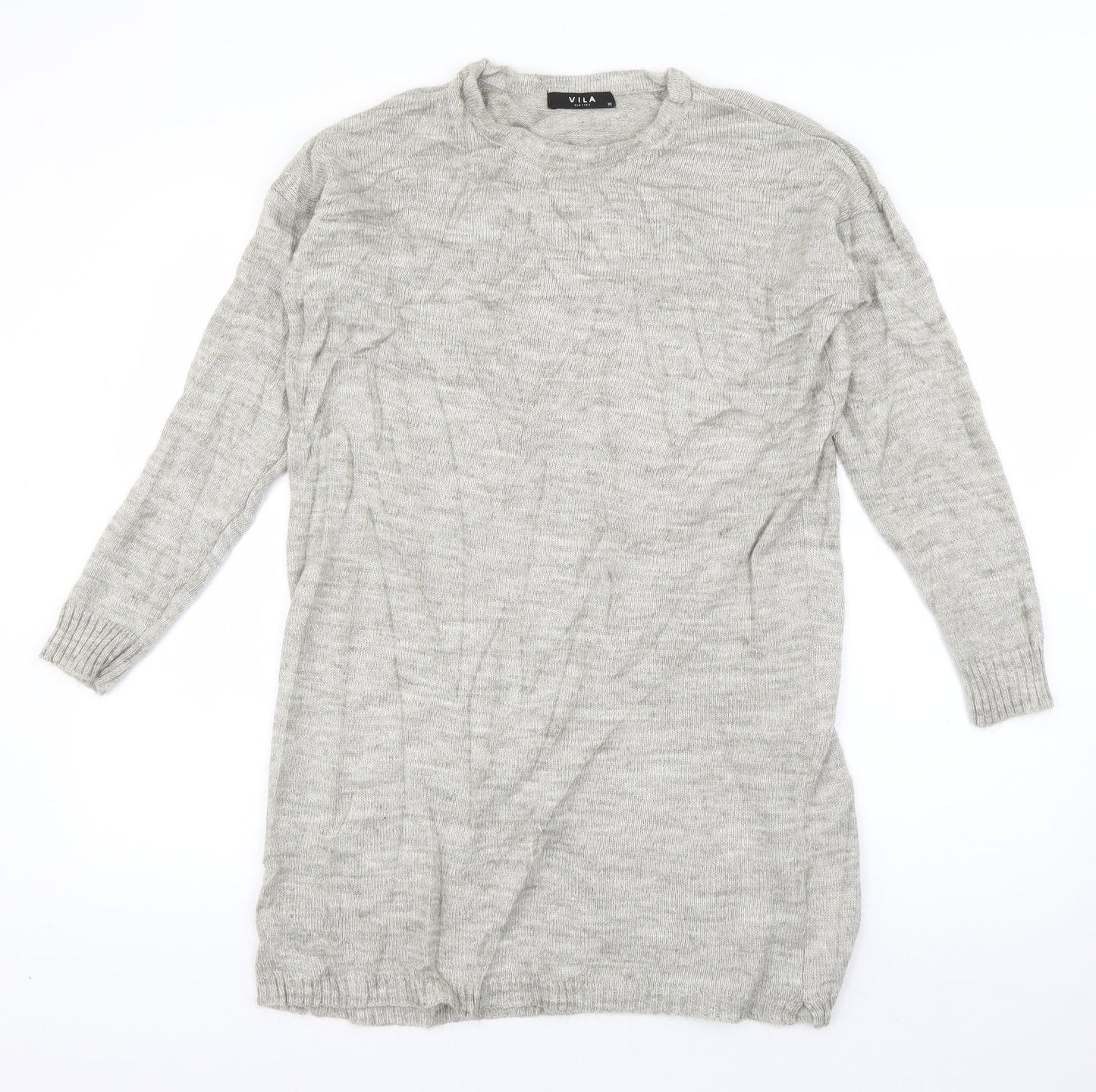 VILA Womens Beige Crew Neck  Acrylic Pullover Jumper Size XS