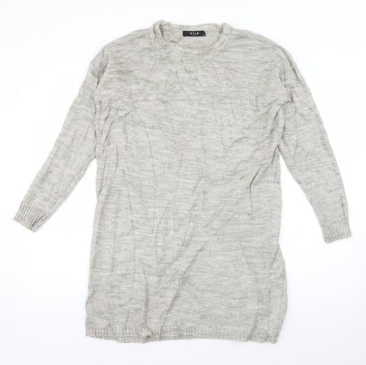 VILA Womens Beige Crew Neck  Acrylic Pullover Jumper Size XS
