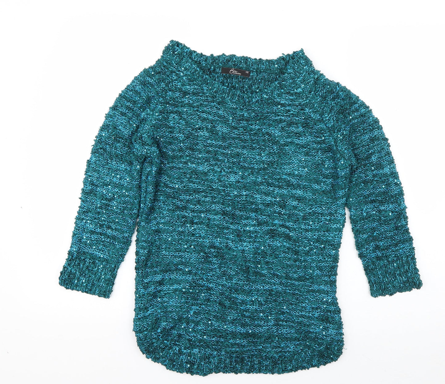 Bonmarché Womens Blue Boat Neck  Polyester Pullover Jumper Size XS
