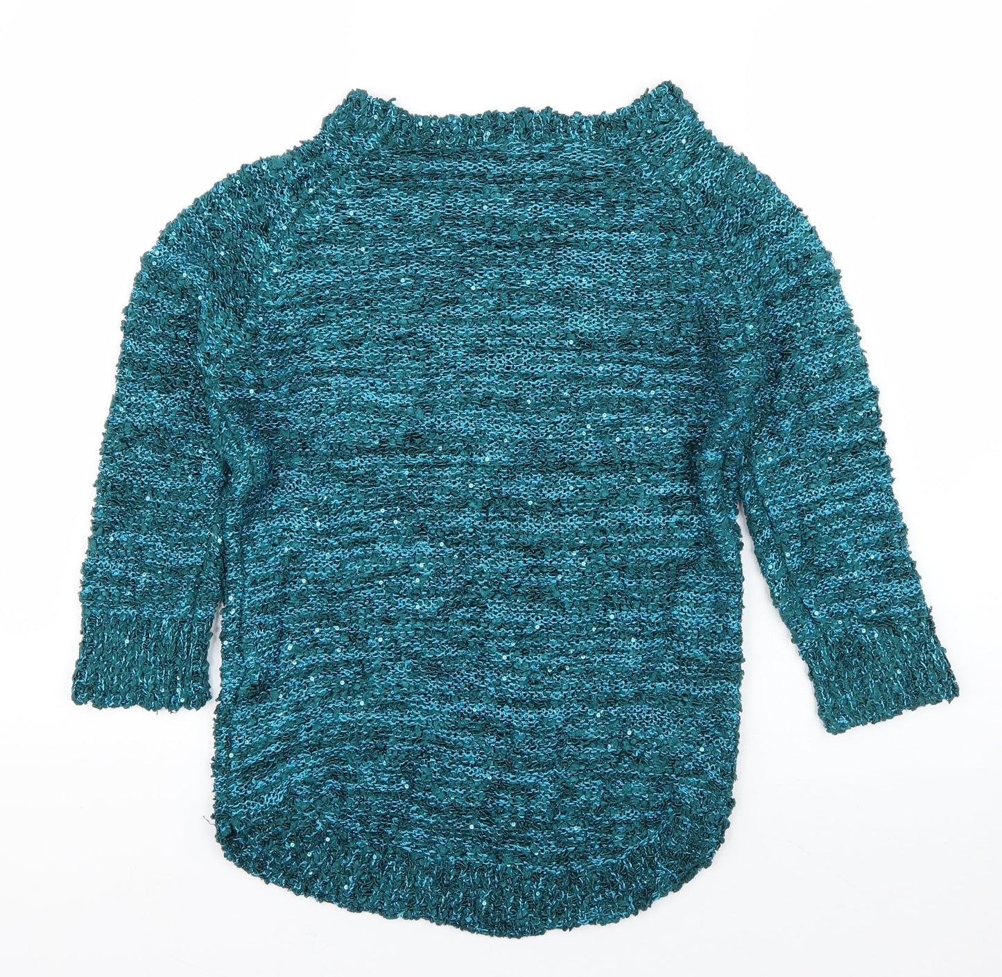 Bonmarché Womens Blue Boat Neck  Polyester Pullover Jumper Size XS