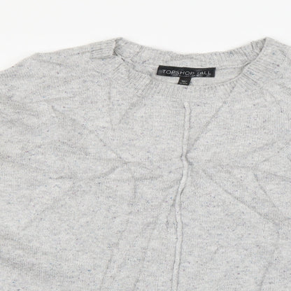 Topshop Womens Grey Round Neck  Acrylic Pullover Jumper Size 14