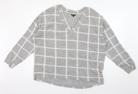 River Island Womens Grey Check Polyester Pullover Sweatshirt Size 12  Pullover