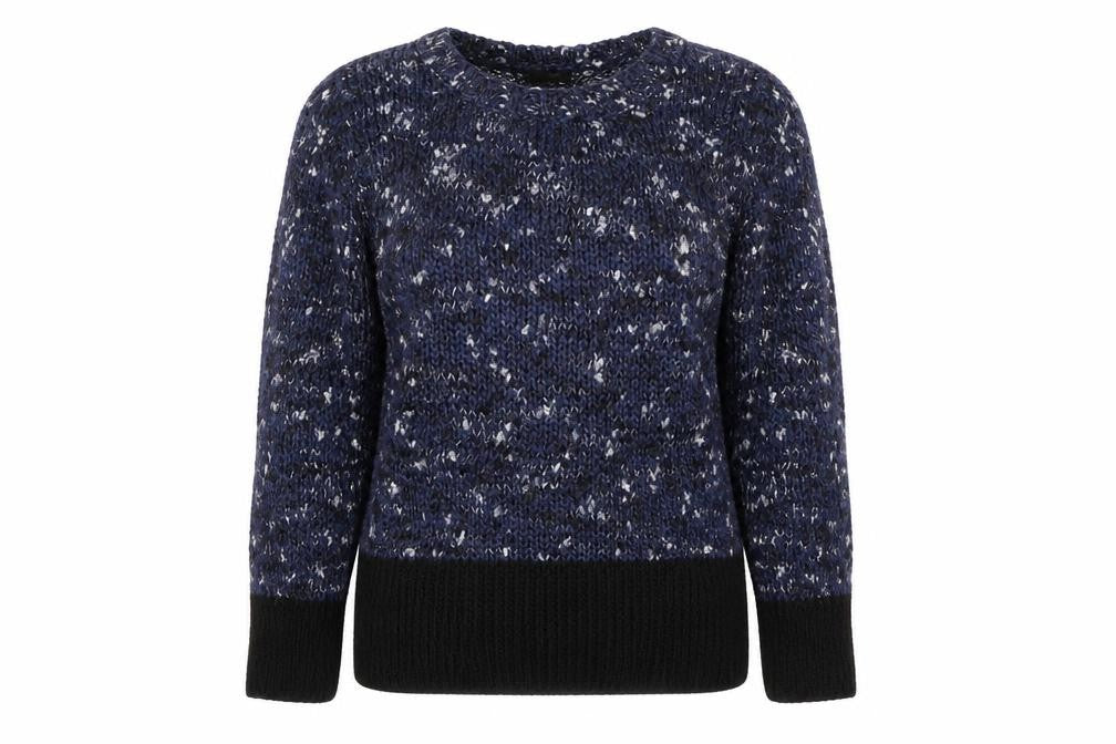 Mango Womens Blue Round Neck  Acrylic Pullover Jumper Size S