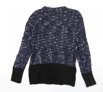 Mango Womens Blue Round Neck  Acrylic Pullover Jumper Size S