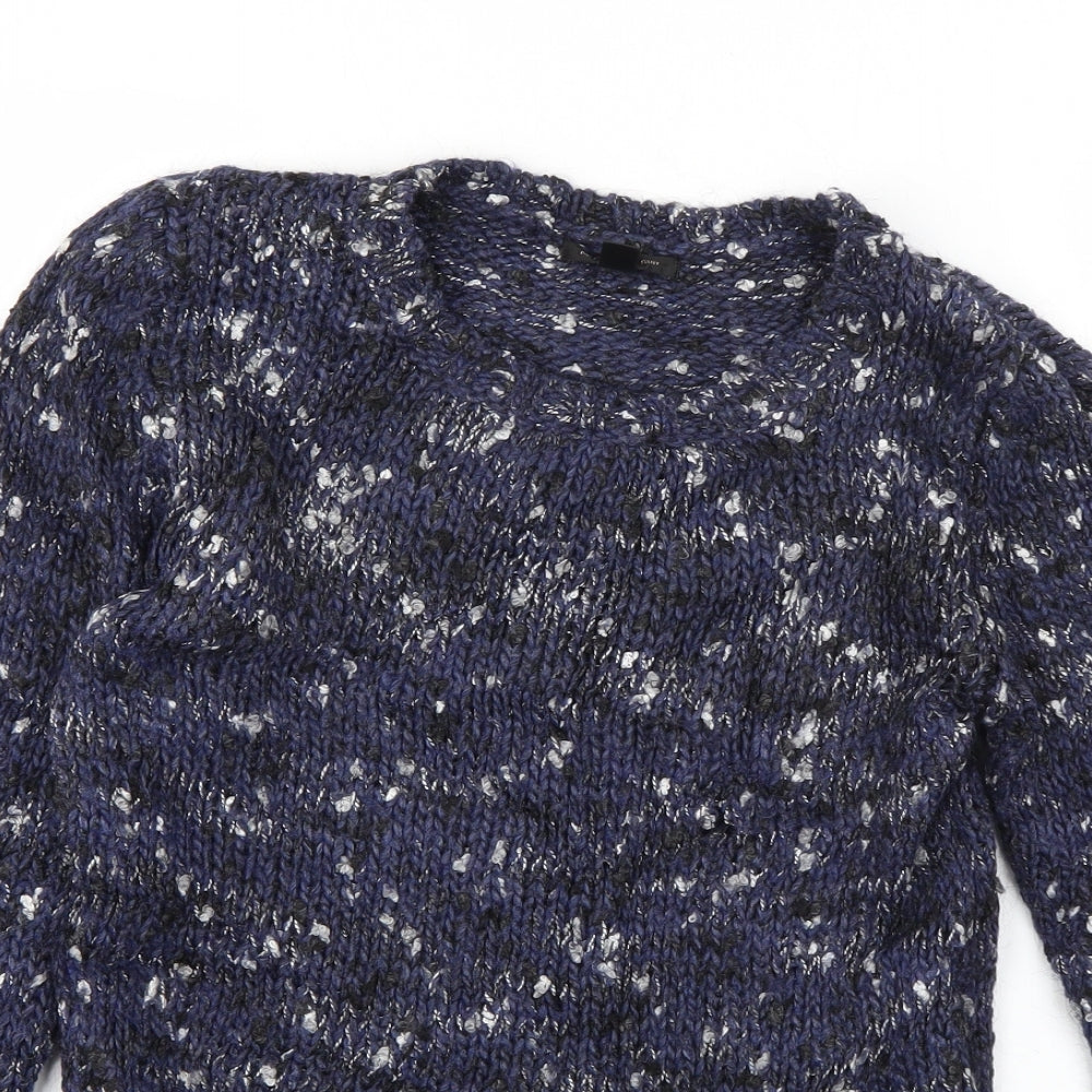 Mango Womens Blue Round Neck  Acrylic Pullover Jumper Size S
