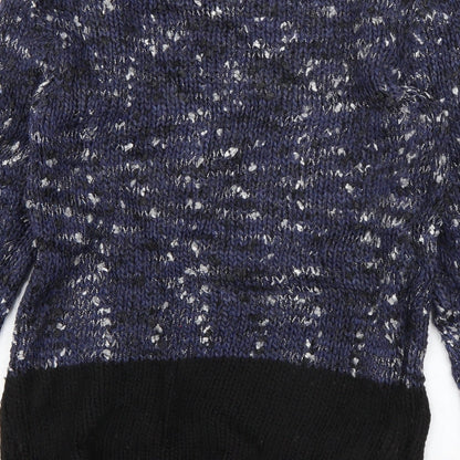 Mango Womens Blue Round Neck  Acrylic Pullover Jumper Size S