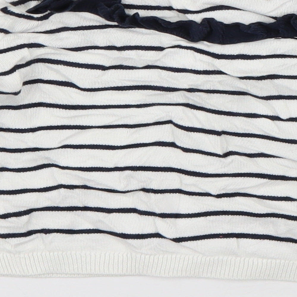 Autograph Girls White Crew Neck Striped Viscose Pullover Jumper Size 5-6 Years  Pullover
