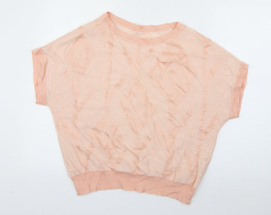 Preworn Womens Pink Roll Neck Geometric Polyester Pullover Jumper Size 10