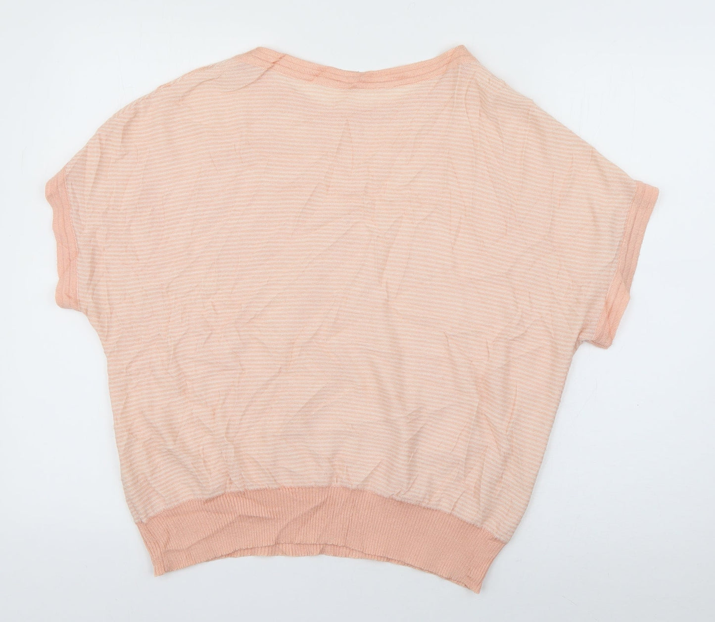 Preworn Womens Pink Roll Neck Geometric Polyester Pullover Jumper Size 10