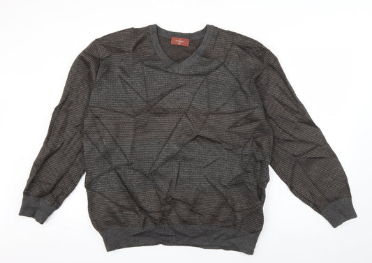 Marks and Spencer Mens Grey Crew Neck Polka Dot Acrylic Pullover Jumper Size L