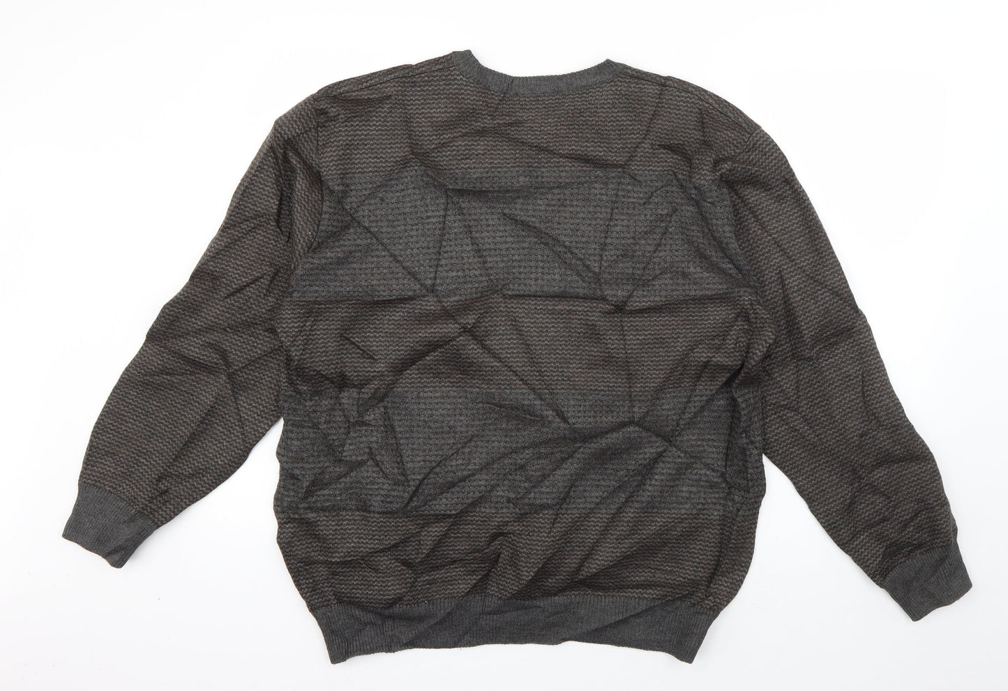 Marks and Spencer Mens Grey Crew Neck Polka Dot Acrylic Pullover Jumper Size L
