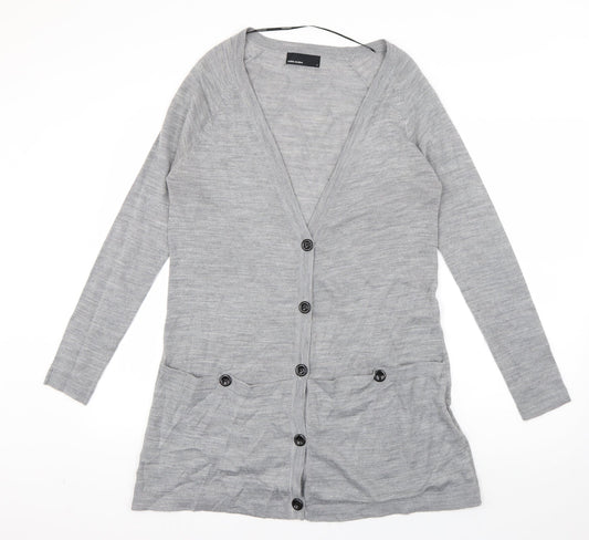 VERO MODA Womens Grey Round Neck  Acrylic Cardigan Jumper Size S