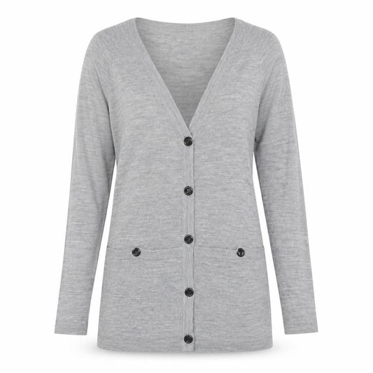 Vero Moda Womens Grey Round Neck  Acrylic Cardigan Jumper Size S