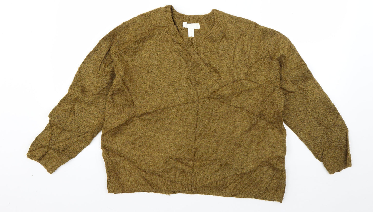 H&M Womens Green Round Neck  Acrylic Pullover Jumper Size XS