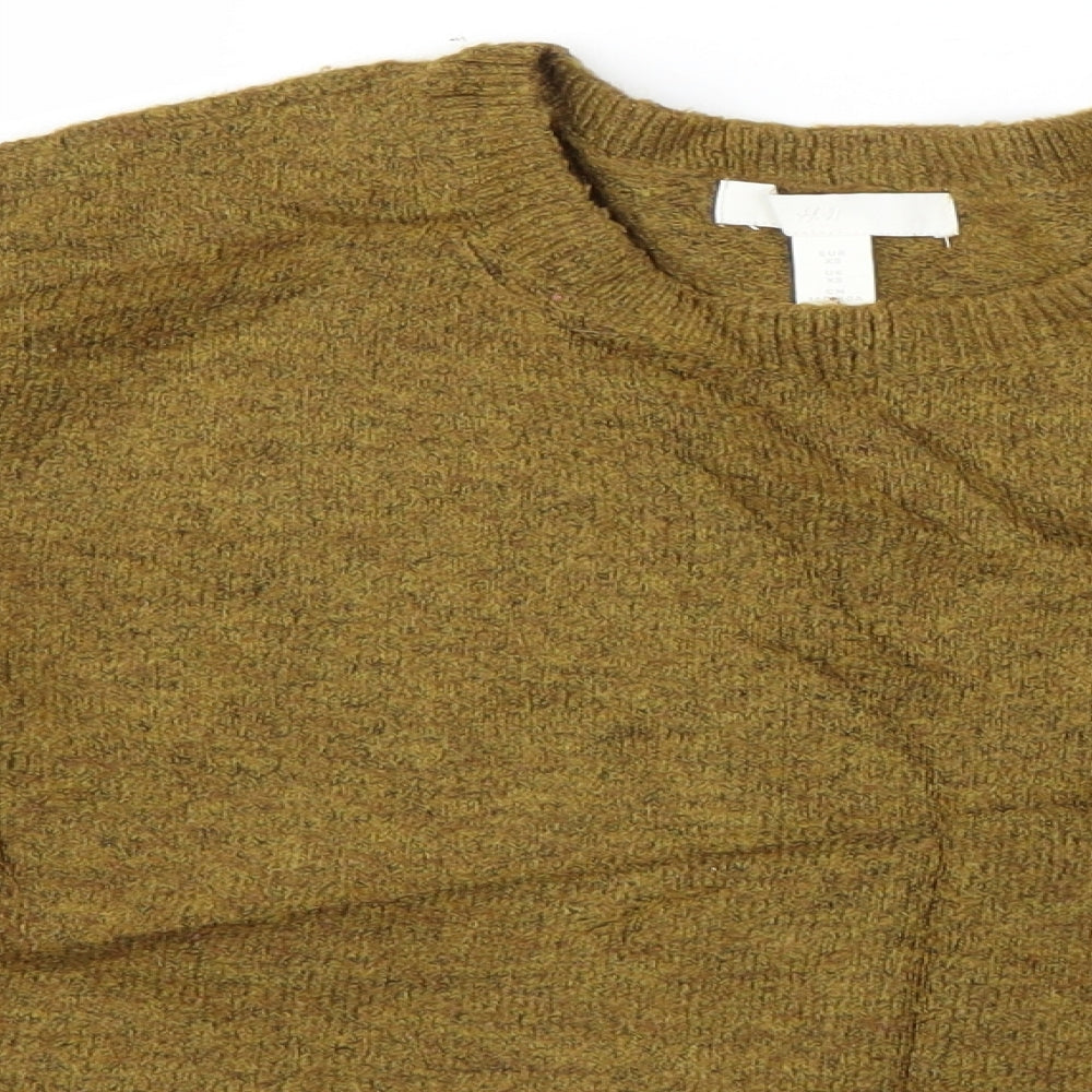 H&M Womens Green Round Neck  Acrylic Pullover Jumper Size XS