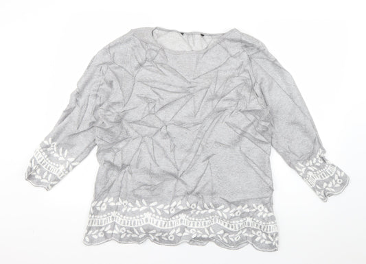 Preworn Womens Grey Boat Neck  Viscose Pullover Jumper Size 16
