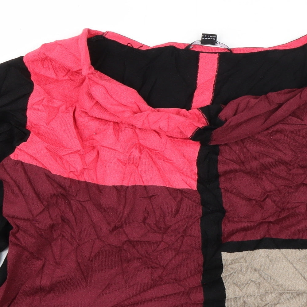 Comma Womens Multicoloured Round Neck Geometric Viscose Pullover Jumper Size 12