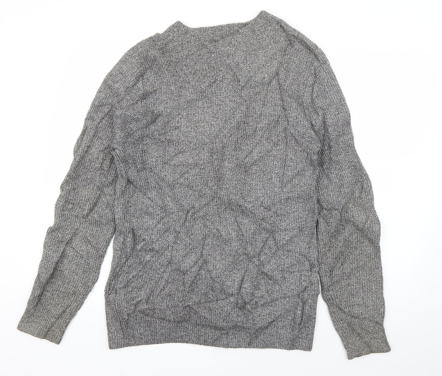 H&M Mens Grey Crew Neck  Acrylic Pullover Jumper Size S