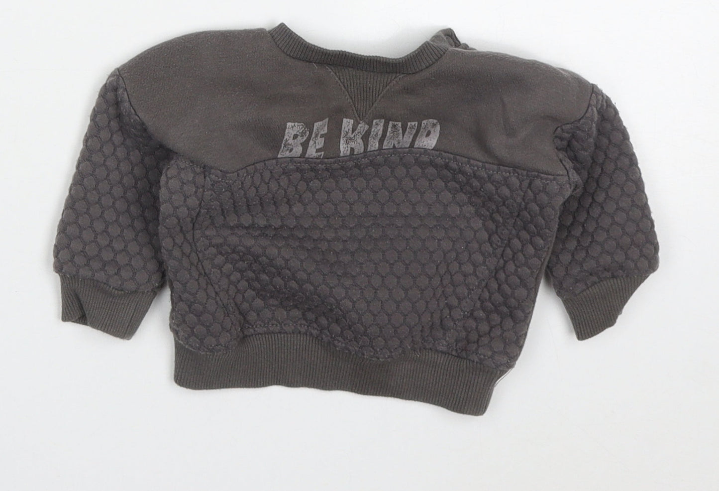 Primark Boys Grey  Cotton Basic T-Shirt Size 0-3 Months Crew Neck Pullover - Be Kind