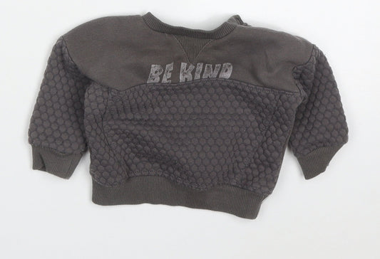 Primark Boys Grey  Cotton Basic T-Shirt Size 0-3 Months Crew Neck Pullover - Be Kind