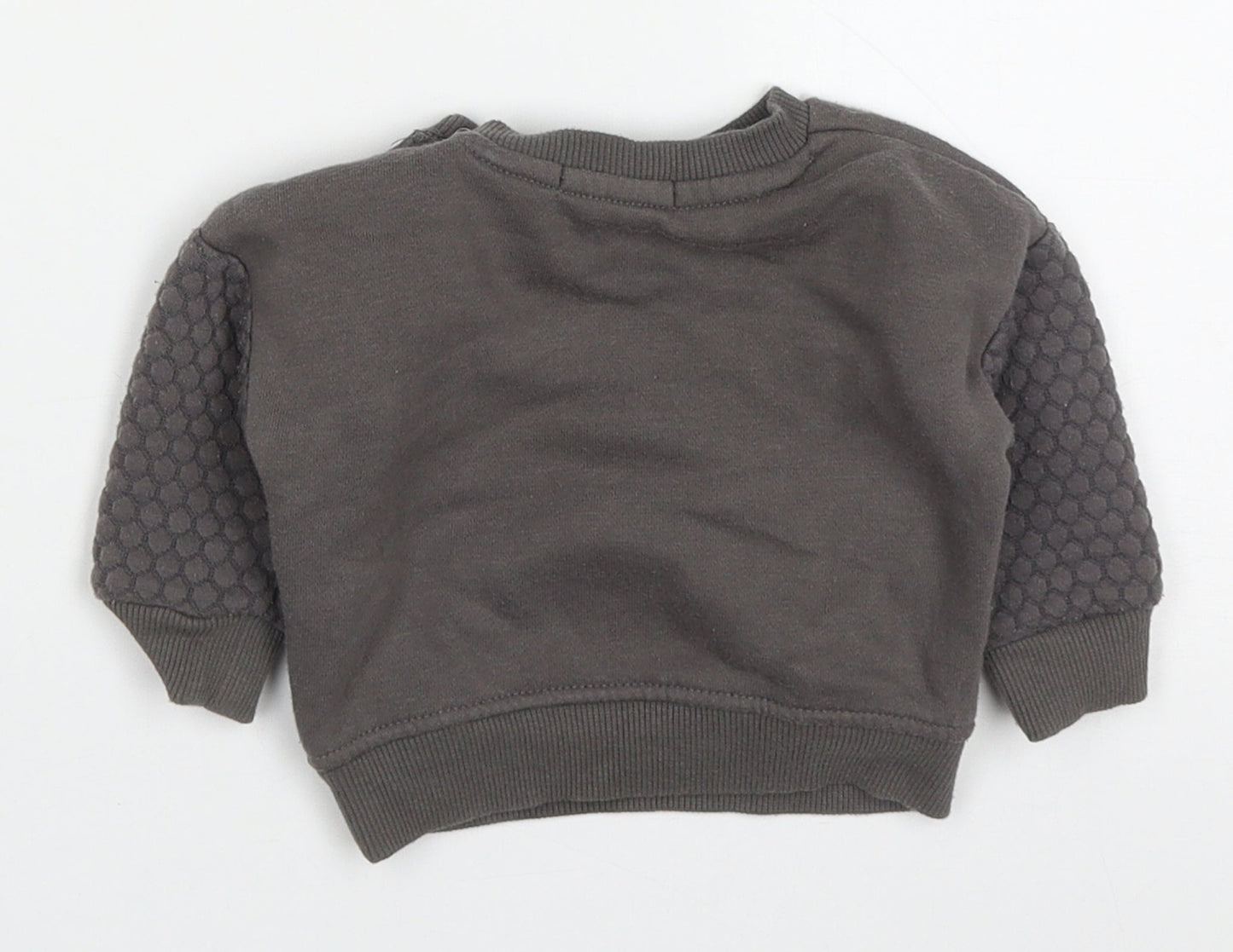 Primark Boys Grey  Cotton Basic T-Shirt Size 0-3 Months Crew Neck Pullover - Be Kind