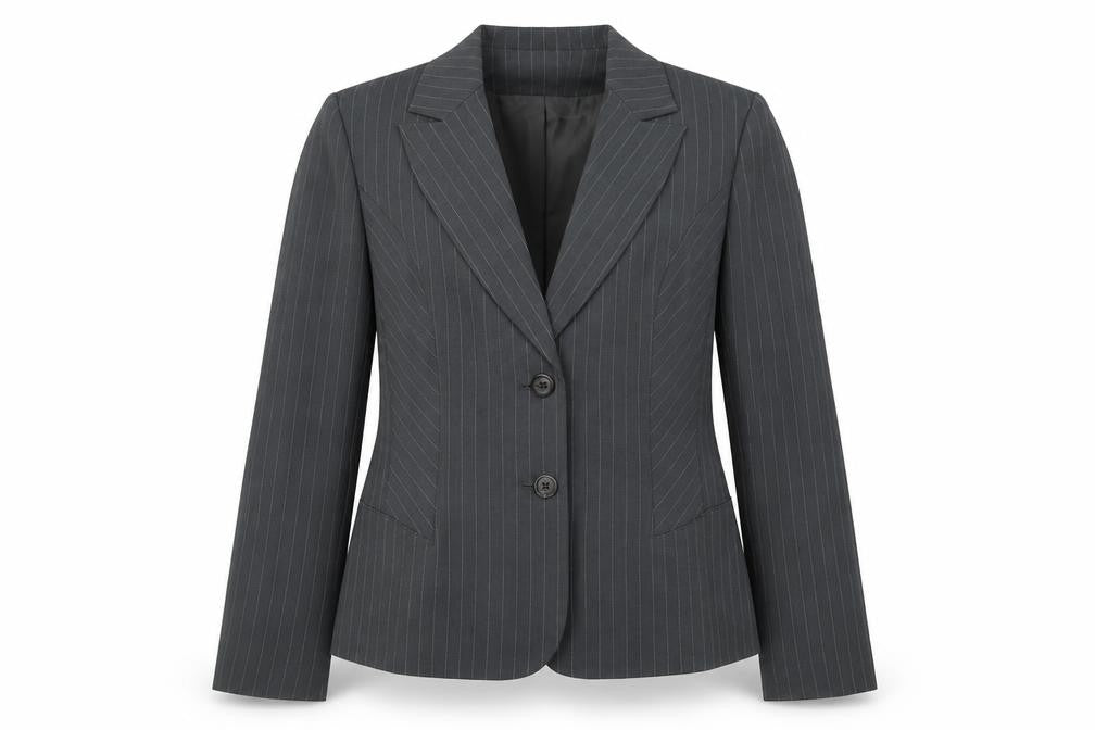 George Womens Grey Striped Polyester Jacket Suit Jacket Size 14