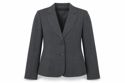 George Womens Grey Striped Polyester Jacket Suit Jacket Size 14
