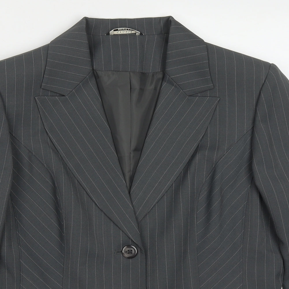 George Womens Grey Striped Polyester Jacket Suit Jacket Size 14
