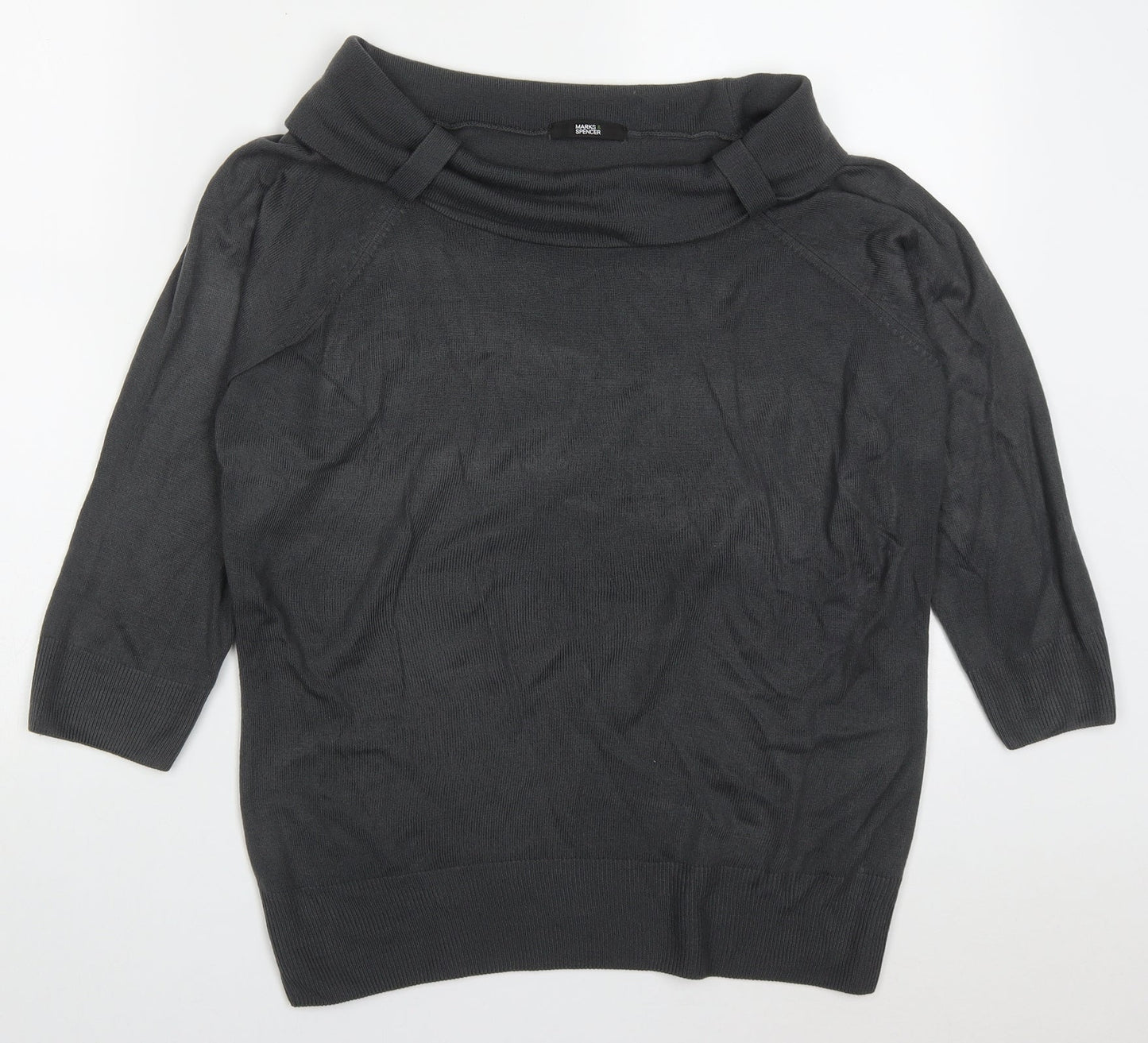 Marks and Spencer Womens Grey Roll Neck  Acrylic Pullover Jumper Size 16