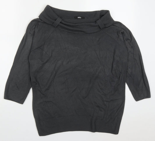 Marks and Spencer Womens Grey Roll Neck  Acrylic Pullover Jumper Size 16