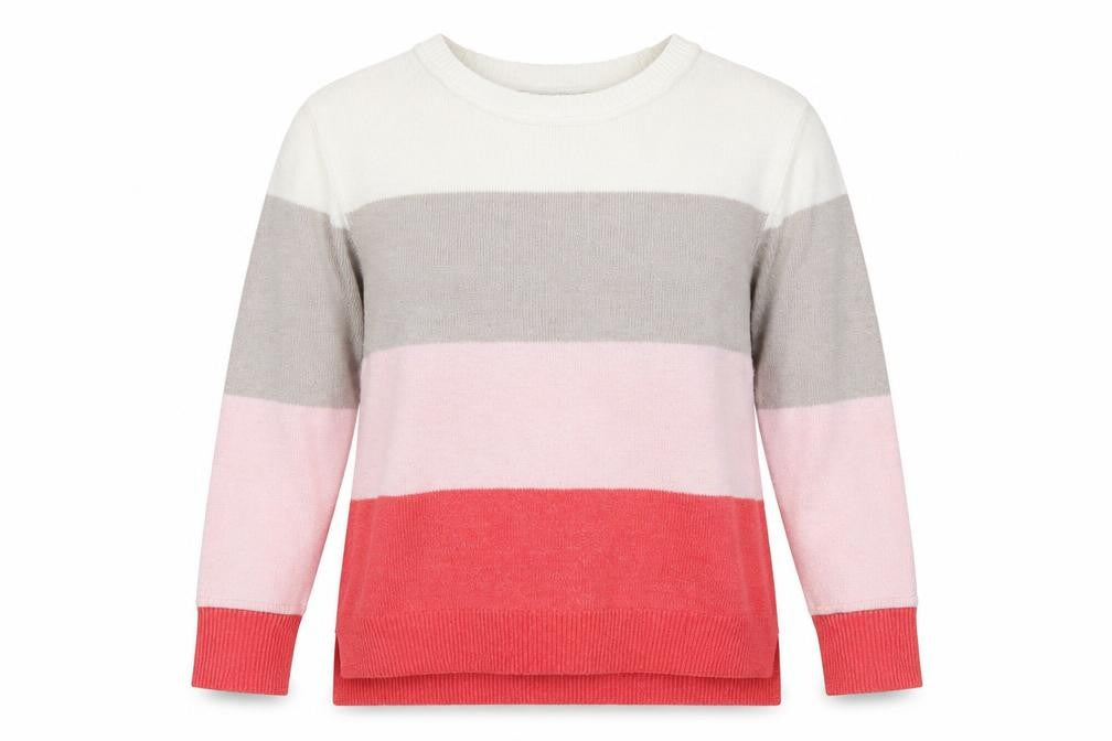 Nutmeg Womens Pink Round Neck Striped Acrylic Pullover Jumper Size 8