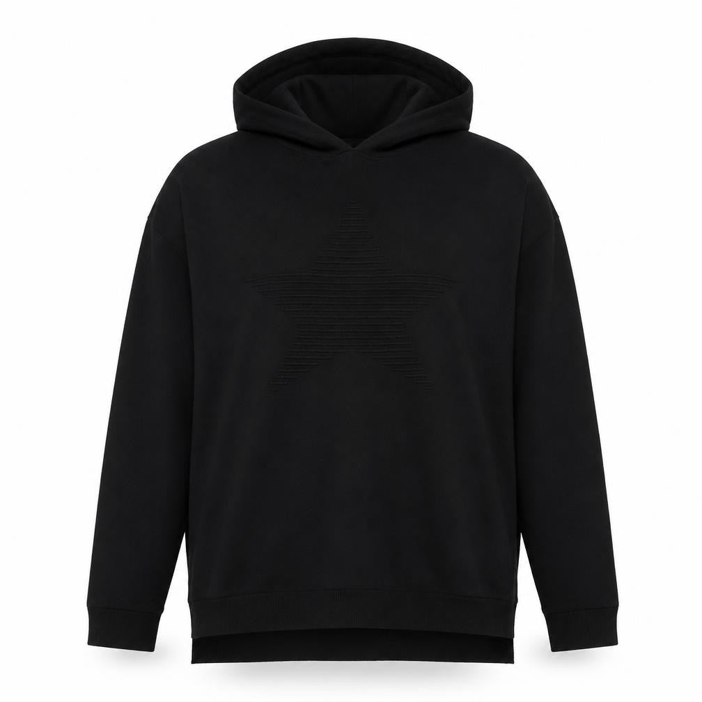 Amara Reya Womens Black  Viscose Pullover Hoodie Size L  Pullover - Star