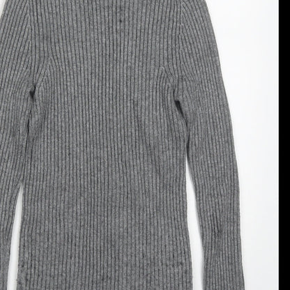 Just Be You Womens Grey Roll Neck  Viscose Pullover Jumper Size S