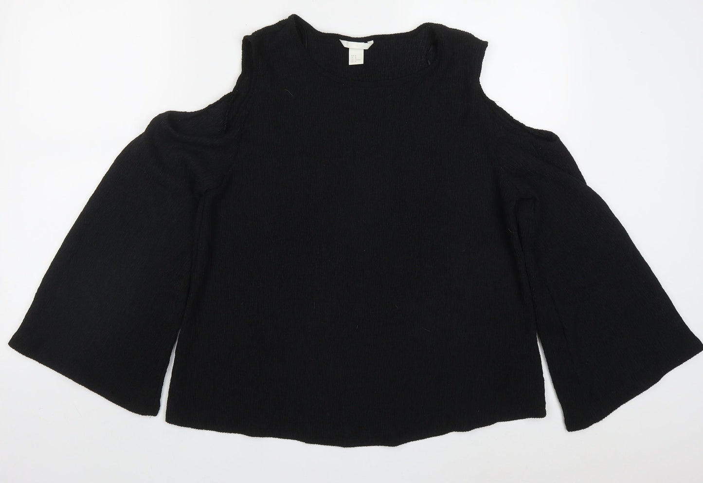 H&M Womens Black  Polyester Basic T-Shirt Size M Round Neck