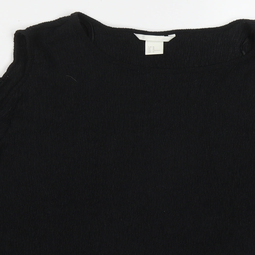 H&M Womens Black  Polyester Basic T-Shirt Size M Round Neck