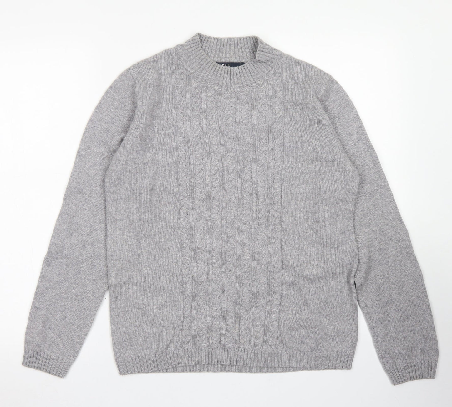 ISLE Womens Grey Crew Neck  Nylon Pullover Jumper Size S