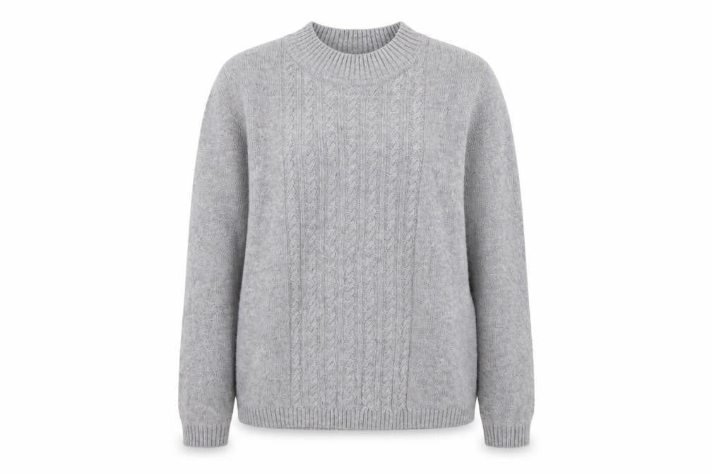 ISLE Womens Grey Crew Neck  Nylon Pullover Jumper Size S