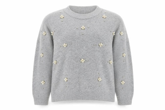Peacocks Womens Grey Crew Neck  Acrylic Pullover Jumper Size M
