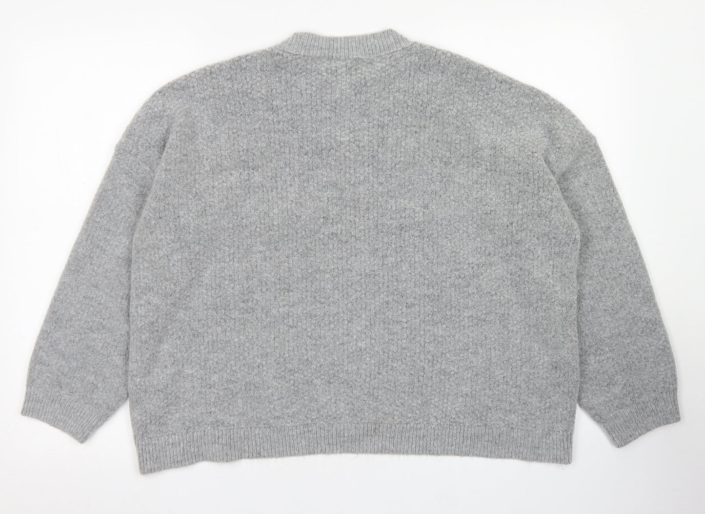 Peacocks Womens Grey Crew Neck  Acrylic Pullover Jumper Size M
