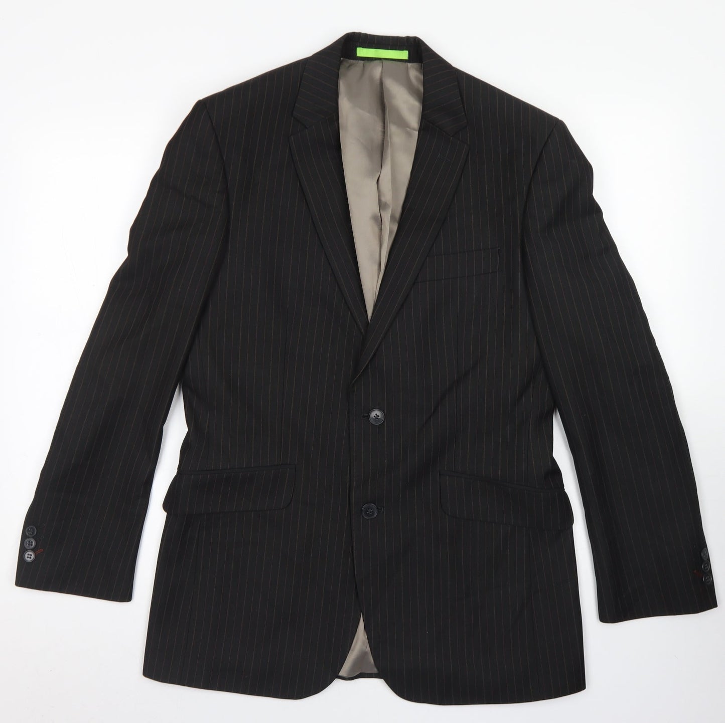 Limehaus Mens Black Striped Polyester Jacket Blazer Size 38