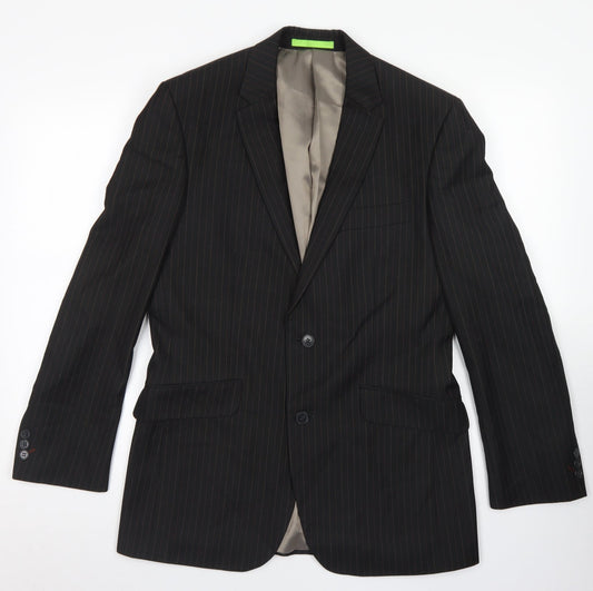 Limehaus Mens Black Striped Polyester Jacket Blazer Size 38